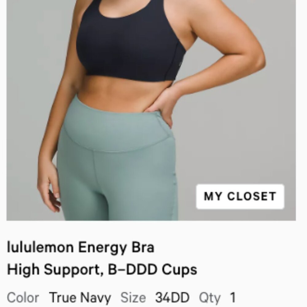 Lululemon 34DD Energy Bra *High Support Navy Blue Sports Bra